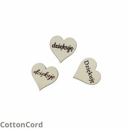 3 sztuki DREWNIANE SERCE, SERDUSZKO dziękuję DIY 3cm