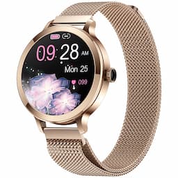 Smartwatch Damski Veltori VT340-1 Złota Bransoleta + Różowy Pasek Silikonowy