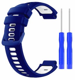 Pasek silikonowy do Garmin Approach Forerunner - Granatowo-biały 14 mm