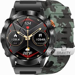 Smartwatch męski Gravity GT20-6 - czarny pasek silikonowy + pasek silikonowy zielone moro