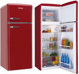 AMICA KGC15630R 144cm Czerwona Retro SlimSize Górny Zamrażalnik 206L
