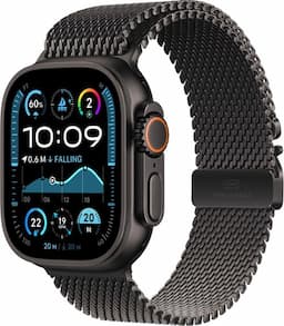 APPLE Watch Ultra 2 GPS + Cellular 49mm koperta tytanowa (czarny) + bransoleta mediolańska z tytanu rozmiar M (czarny)