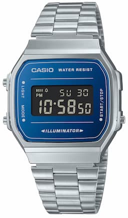 Zegarek męski Casio Vintage A168WEM-2BEF na bransolecie srebrnej, turkusowa tarcza