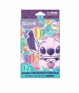 PATIO, kredki ołówkowe trójkątne disney fashion jumbo 12 kolorów pastel