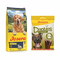 Josera: karma sucha dla psa, 12,5 kg + Denties, przysmak, 180 g gratis! - Medi/Maxi Adult Optiness, 12,5 kg + Denties, z indykiem i jabłkiem, 180 g
