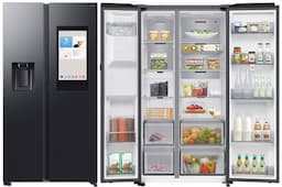 Lodówka Side By Side SAMSUNG RS90F66BEFEO Family Hub AI Auto Open No Frost 178,4cm Grafitowa Stal Podajnik Wody Kostkarka 614L