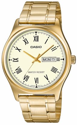 Zegarek męski CASIO MTP-V006G-9BUDF na bransolecie złotej, żółty tarcza