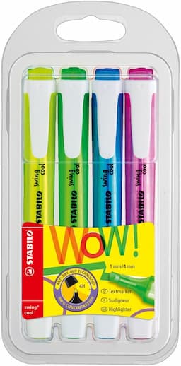 Zakreślacze Stabilo Swing Cool Neonowe, 4 sztuki