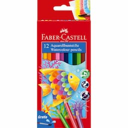 Kredki akwarelowe z pędzelkiem 12 kol. RYBKA OPAKOWANIE FABER-CASTELL