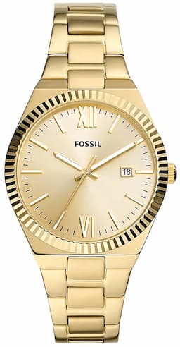 Zegarek damski FOSSIL Złoty Scarlette ES5299 na bransolecie złotej, złota tarcza, WR50
