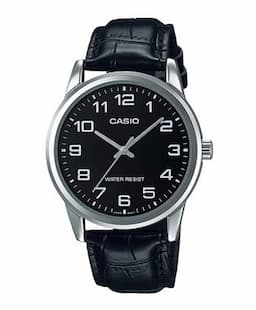 Zegarek męski Czarny pasek CASIO MTP-V001L-1BUDF na pasku czarnym, czarna tarcza
