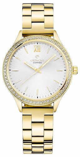 Zegarek damski Giewont Sapphire GW1140-B2 na bransolecie złotej, srebrna tarcza