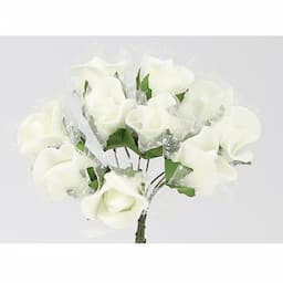 Piankowe kwiaty z tiulem, śr.1,5cm/10szt, kremowe - OL-M14-010