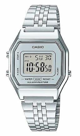 Zegarek damski CASIO Collection Retro LA680WA-7DF na bransolecie srebrnej, szara tarcza