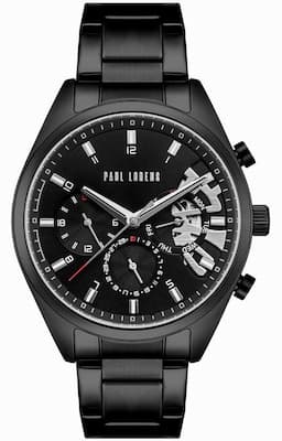 Zegarek męski PAUL LORENS PL20003B-1A5 na bransolecie srebrnej, czarna tarcza