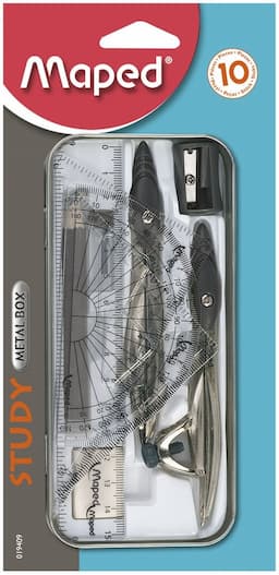 Komplet cyrkli i linijek, 10 elementów, Maped