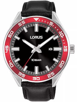 Zegarek męski LORUS RH941NX9 na pasku czarnym, czarna tarcza, WR100