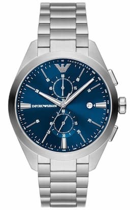 Zegarek męski Emporio Armani Claudio AR11541 na bransolecie srebrnej, granatowa tarcza