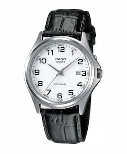 Zegarek męski Czarny pasek CASIO MTP-1183E-7BDF na pasku czarnym, biała tarcza