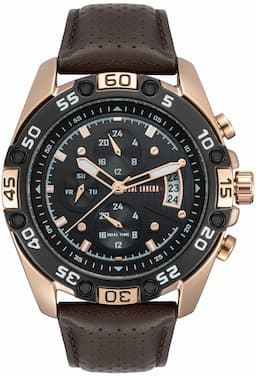 Zegarek męski Paul Lorens PL8754A5-1B1 na pasku brązowym, czarna tarcza