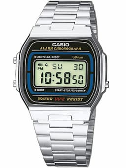 Zegarek uniseks Casio A164WA-1VES na bransolecie srebrnej, czarna tarcza